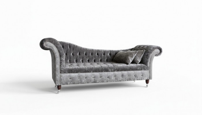 Canapé Chesterfield gris en tissu 3 places neuf