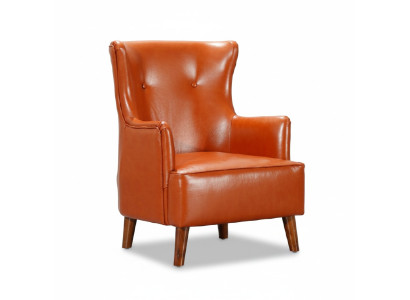 Fauteuil orange pour une personne en simili cuir de luxe pour le salon. Meuble rembourré neuf.