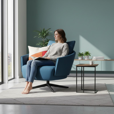 Fauteuil design en tissu de luxe Canapé 1,5 places Canapé relaxant Salon neuf