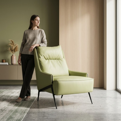 Salon Fauteuil 1 Siège Canapé Rembourrage Luxe Textile Design Mobilier en Bois