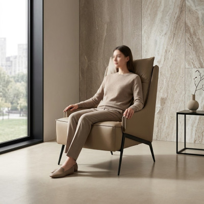 Fauteuil 1 place en simili-cuir de salon de luxe Rembourrage Relax Mobilier Design Canapé