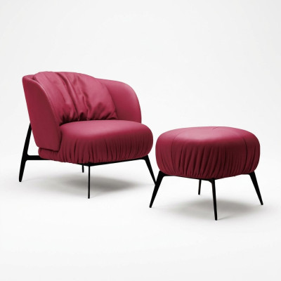 Tabouret de fauteuil Design Salon Moderne Ensemble Suite Rembourrage Relax 2 pièces.