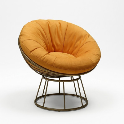 Fauteuil Club Lounge Designer Tissu d'ameublement 1 place Détente Siège simple Orange