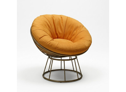 Fauteuil Club Lounge Designer Tissu d'ameublement 1 place Détente Siège simple Orange