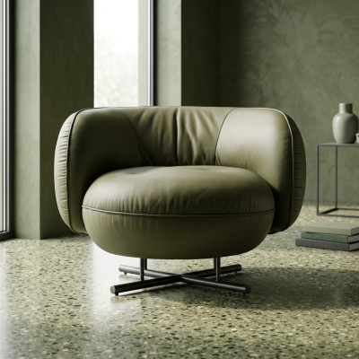 Fauteuil 1 place en similicuir Lounge de luxe Rembourrage monoplace Design, Gris