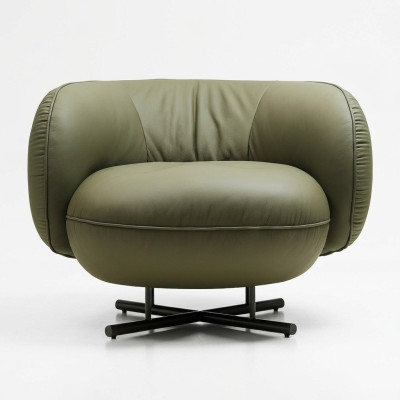 Fauteuil 1 place en similicuir Lounge de luxe Rembourrage monoplace Design, Gris