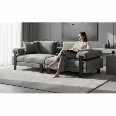 Canapé 2 places de luxe, canapé de style italien en polyester gris pour le salon