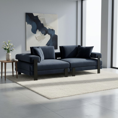 Canapé 2 places Canapé rembourré Bleu Textill Design Canapé moderne Canapés de luxe
