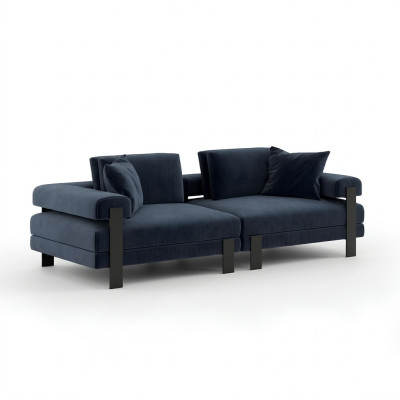 Canapé 2 places Canapé rembourré Bleu Textill Design Canapé moderne Canapés de luxe