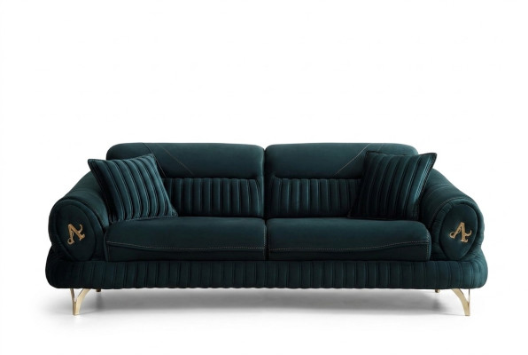 Canapé de luxe trois places vert design bois moderne Mobilier de salon neuf