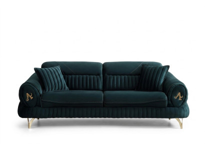 Canapé de luxe trois places vert design bois moderne Mobilier de salon neuf