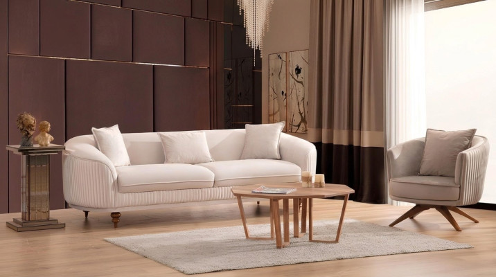 Canapé 3 places Fauteuil élégant Moderne de luxe Design Meubles en bois Tapisserie