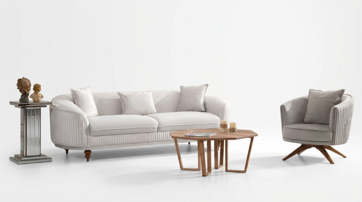 Canapé 3 places Fauteuil élégant Moderne de luxe Design Meubles en bois Tapisserie