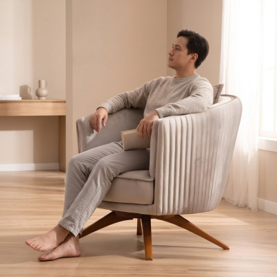 Fauteuil design Canapé Rembourrage Luxe 1 place Textile Velours 1 place nouveau