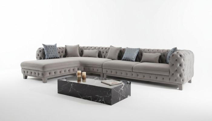 Canapé d'angle en forme de L Canapé design Chesterfield Moderne Tissu Textile nouveau