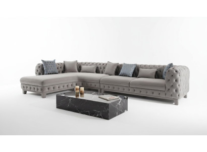 Canapé d'angle en forme de L Canapé design Chesterfield Moderne Tissu Textile nouveau