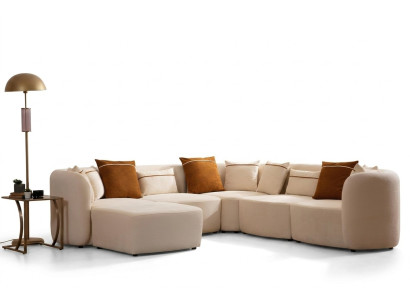 Salon Beige Canapé Moderne en forme de L Siège Canapé d'angle Canapé Mobilier rembourré