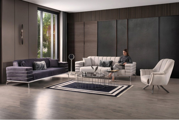 Ensemble de canapé de luxe 321 Design de canapé moderne Canapé Rembourré Gris neuf