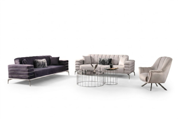 Ensemble de canapé de luxe 321 Design de canapé moderne Canapé Rembourré Gris neuf