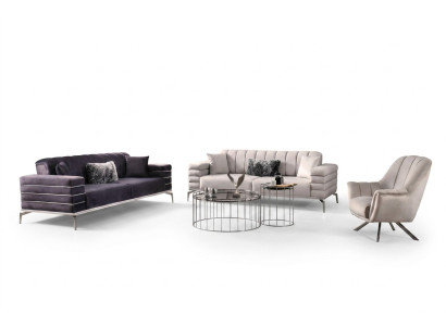 Ensemble de canapé de luxe 321 Design de canapé moderne Canapé Rembourré Gris neuf