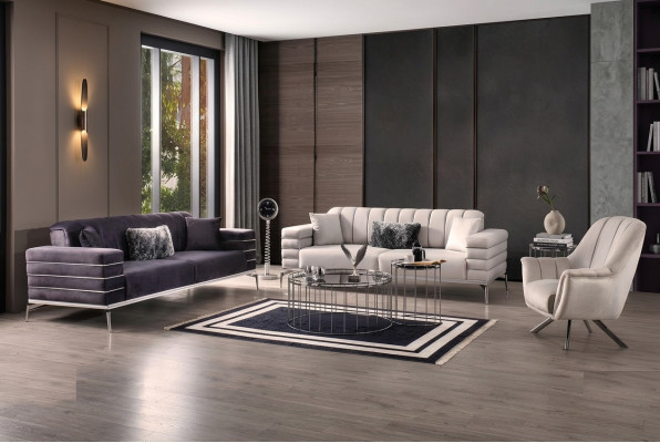 Canapé Velours Rembourrage Siège 3311 Design Canapés Métal Suite Canapés neufs