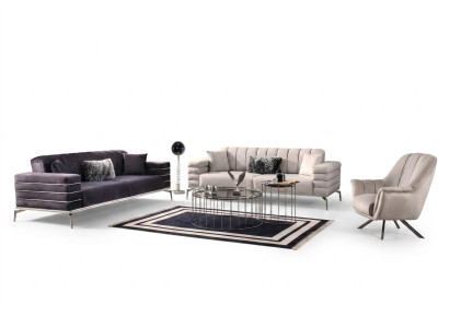 Canapé Velours Rembourrage Siège 3311 Design Canapés Métal Suite Canapés neufs