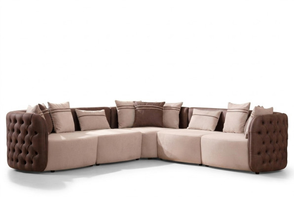 Canapé Mobilier Salon paysage Luxe Moderne Suite d'angle Canapé d'angle Forme L Revêtement