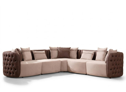 Canapé Mobilier Salon paysage Luxe Moderne Suite d'angle Canapé d'angle Forme L Revêtement