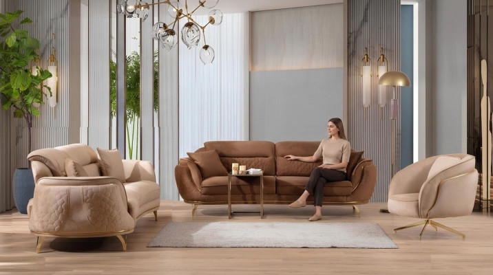 Ensemble de canapés 3 places 3 places 1 place Tissu Canapés Suite Rembourrage Design