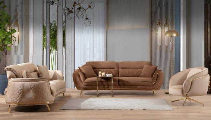 Ensemble de canapés 3 places 3 places 1 place Tissu Canapés Suite Rembourrage Design