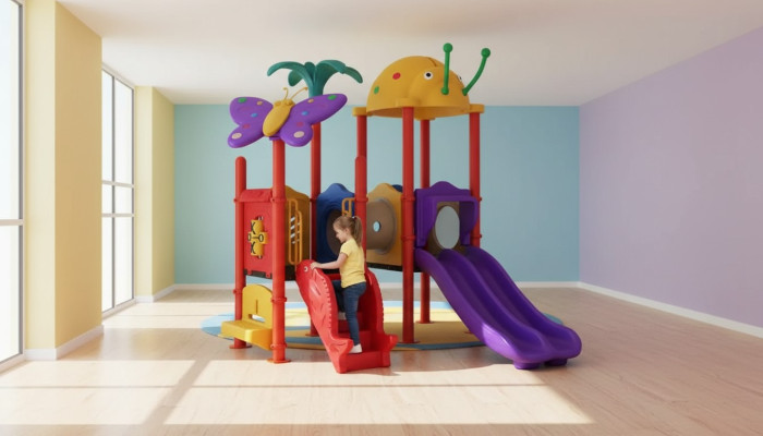 Zone pour enfants avec toboggans divertissement pour enfants jardins aires de jeux