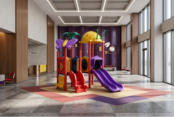 Zone pour enfants avec toboggans divertissement pour enfants jardins aires de jeux