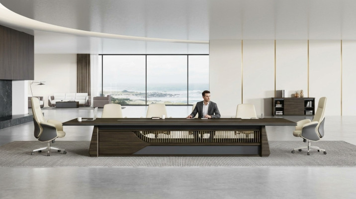 Table de conférence Table de réunion Mobilier de bureau de luxe Tables brunes modernes