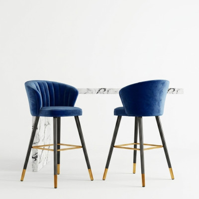 Tabouret de bar Chaise de bar Velours bleu Conception Chaises de bar Tabourets de bar Nouveau