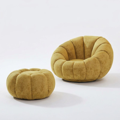 Fauteuil moderne en tissu d'ameublement jaune de luxe pour le salon.