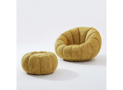 Fauteuil moderne en tissu d'ameublement jaune de luxe pour le salon.