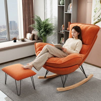 Fauteuil design Relax Orange Textile Salon Rembourrage de luxe à un seul siège