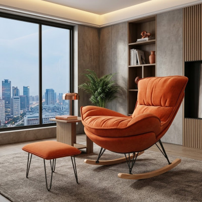 Fauteuil design Relax Orange Textile Salon Rembourrage de luxe à un seul siège