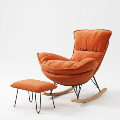 Fauteuil design Relax Orange Textile Salon Rembourrage de luxe à un seul siège
