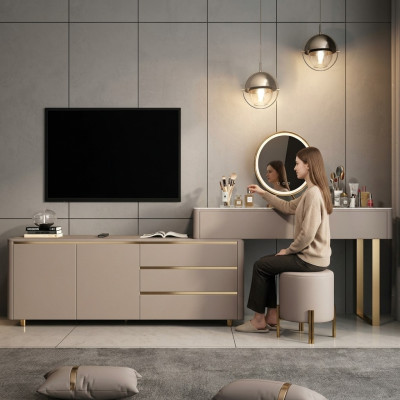 Coiffeuse avec tiroirs pour le téléviseur Miroir Console de luxe Chambre