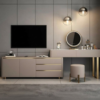 Coiffeuse avec tiroirs pour le téléviseur Miroir Console de luxe Chambre
