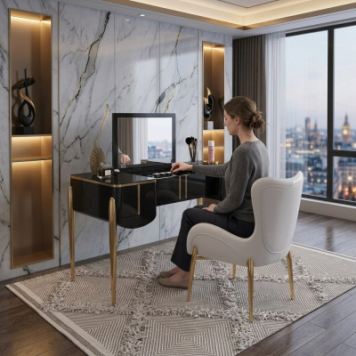 Coiffeuse moderne Miroir de luxe Console Commode Chambre nouvelle