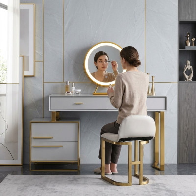 Table Console Moderne Miroir Coiffeuse Chambre Table de Maquillage