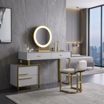 Table Console Moderne Miroir Coiffeuse Chambre Table de Maquillage