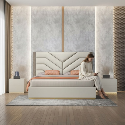 Design de lit Lits doubles de luxe 180x200cm Chambre à coucher moderne nouvelle