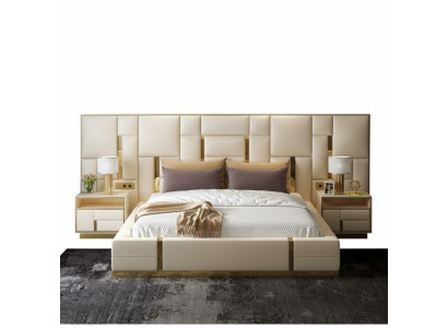 Chambre de luxe avec design de lit rembourré de lit de luxe pour hôtel double nouveau