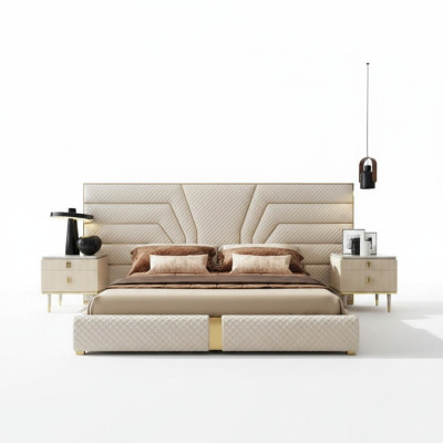 Chambre Moderne Lit En Bois Textile Lits Lit Lit Rembourré Luxe Double