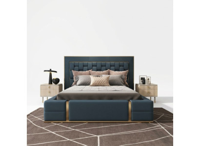 Lits modernes Chambre de sommeil de luxe nouveau design de lit Lit double de luxe bleu