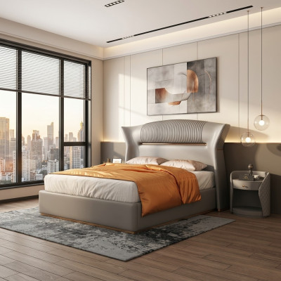 Chambre Lit Lit rembourré Lit double Design Luxe Double 180x200