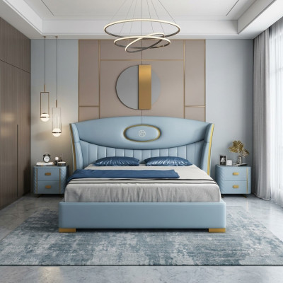 Lit Chambre Cadre de lit moderne nouveau lit Rembourrage de lit Design Mobilier de luxe